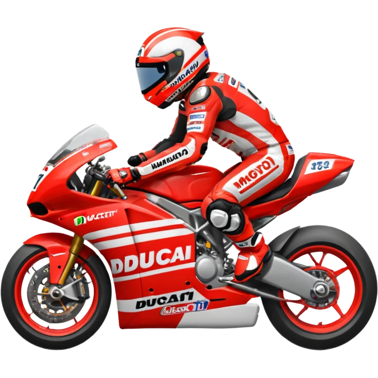 Un emoji de moto gp dé Ducati Marc Márquez pero con la moto  emoji