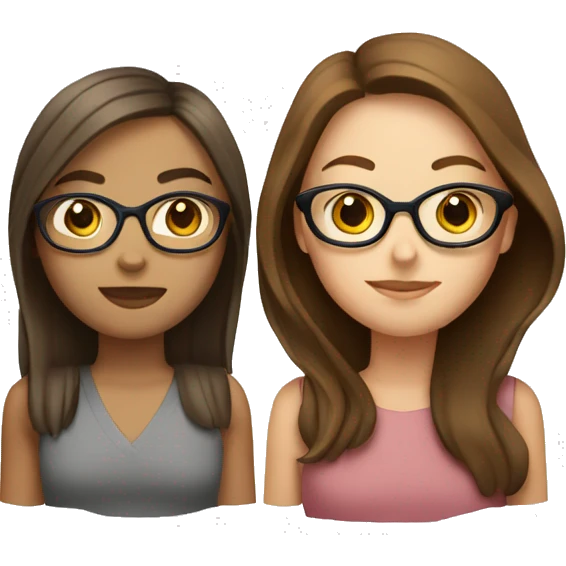 Three white girls with brown hair standing next to eachother one with glasses emoji