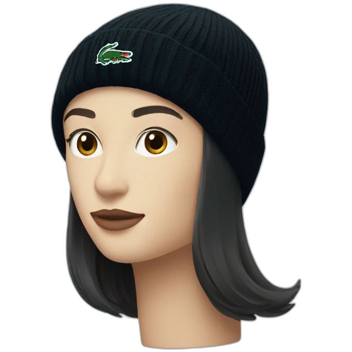 Black lacoste beanie with lacoste emoji