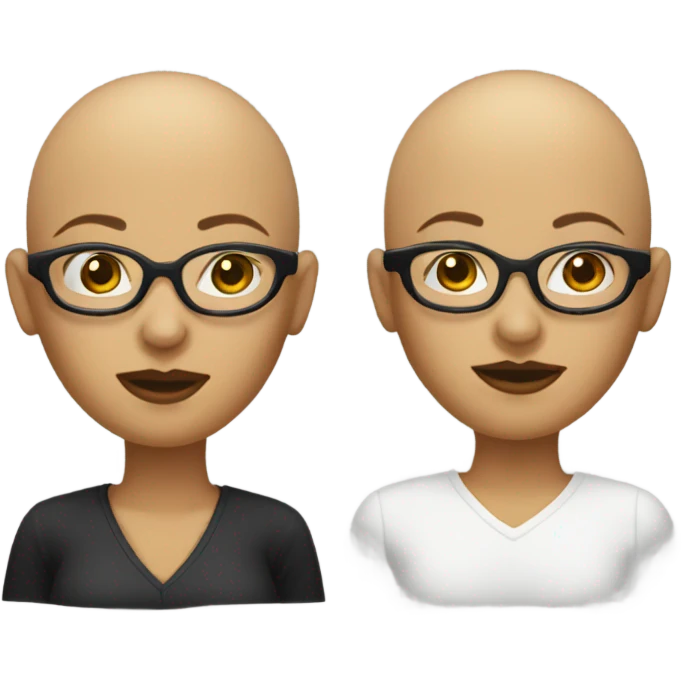 Bald head female head with black frames glasses and right nostril pierce  emoji