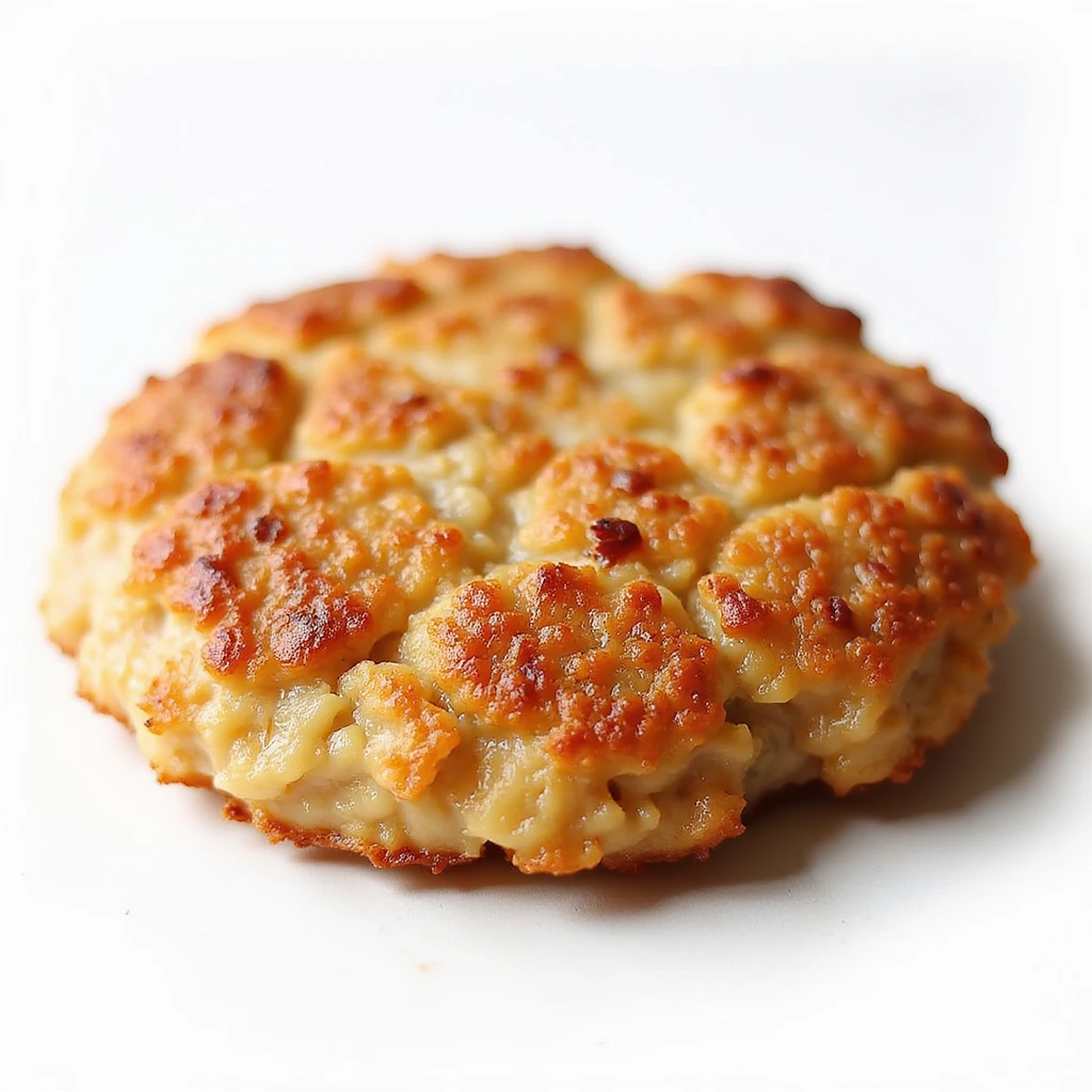 realistic chicken patty, golden brown, crispy texture, isolated on white background emoji