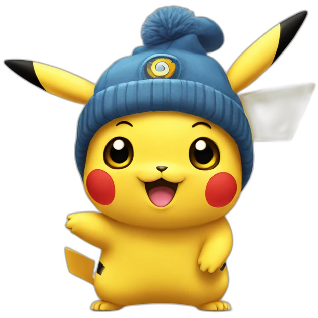 Pikachu waving emoji