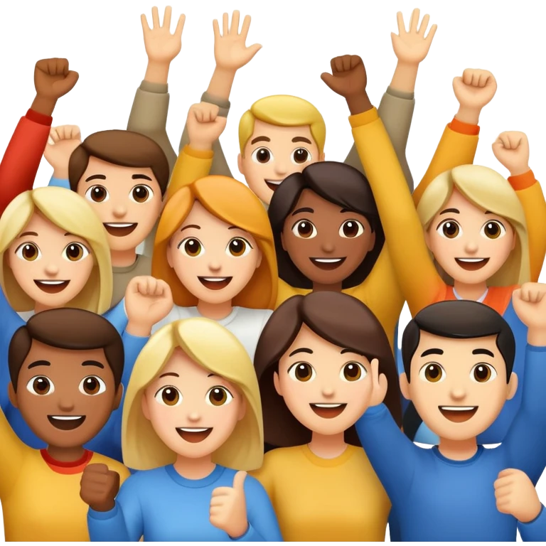 community of people cheering together emoji