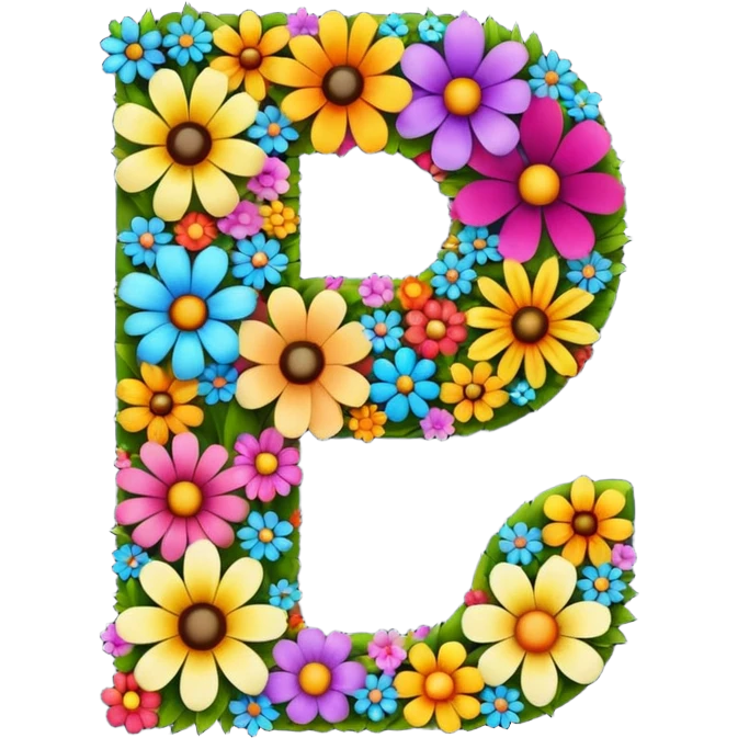 number 7 made of colorful flowers emoji