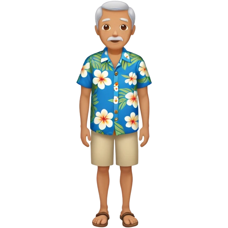 old man with hawai blue floweral shirt  full body  emoji