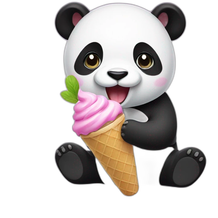 Panda eating ice cream emoji