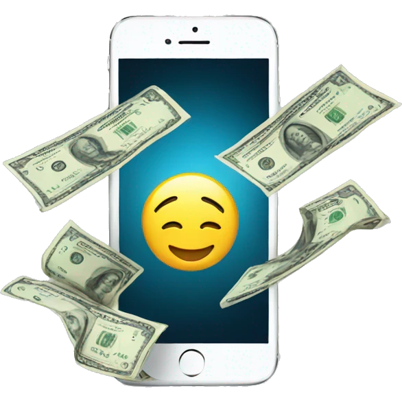 money coming off an iphone emoji
