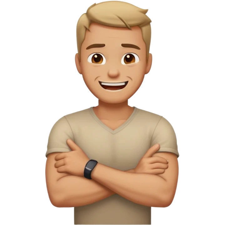 arms crossed around neck angry laughing guy emoji