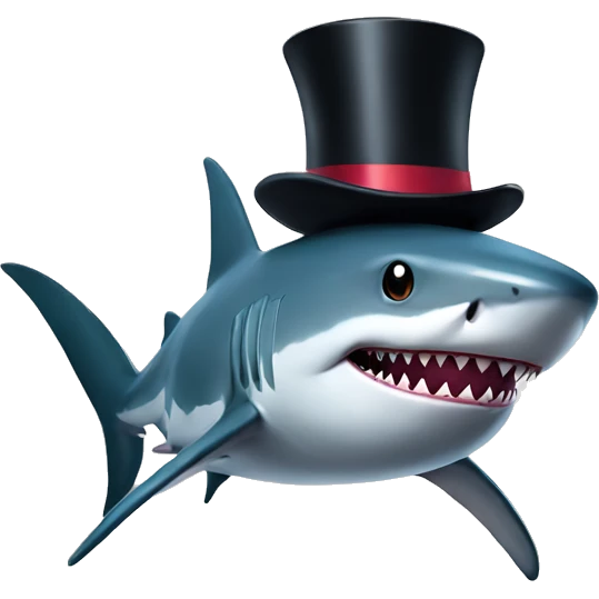 Sharks with a top hat emoji