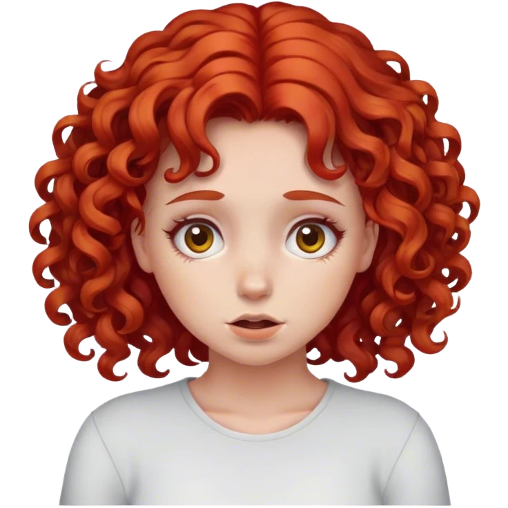 Embarrassed girl red hair curly emoji
