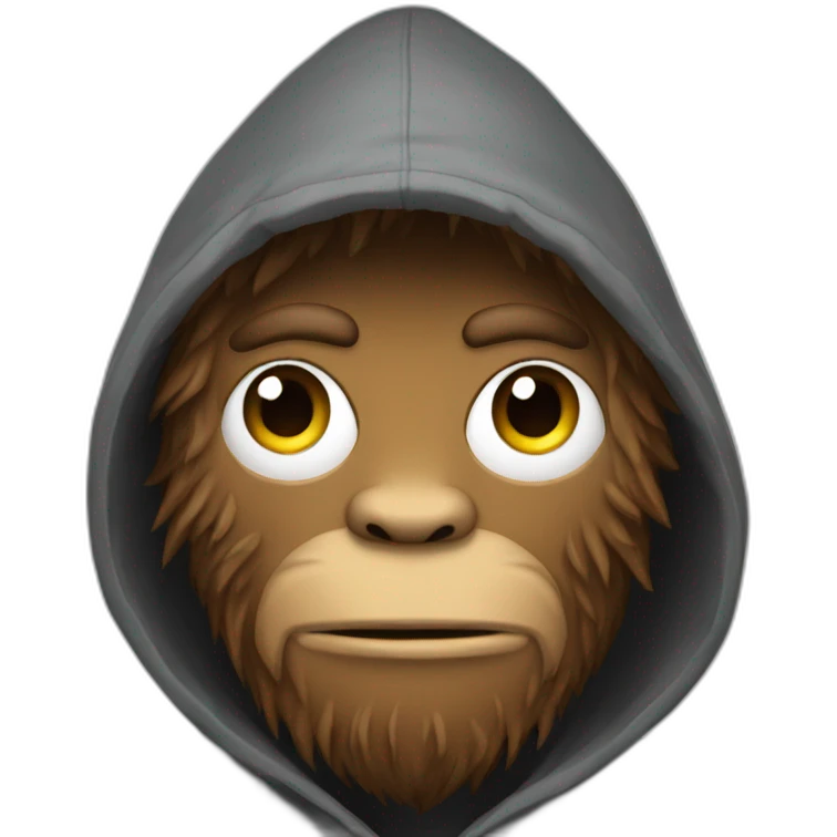 Bigfoot in a hoodie hacker emoji