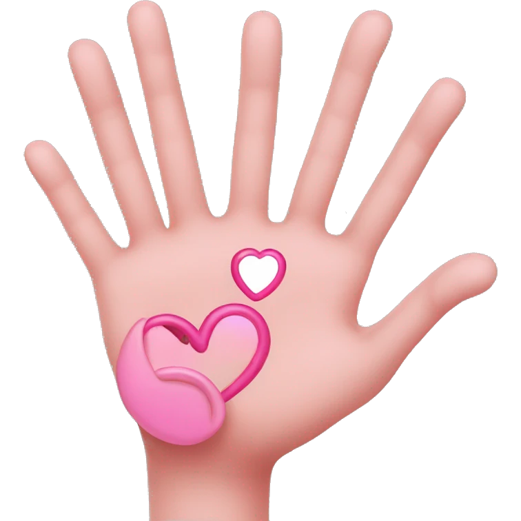 Three fingers crossed and pinkie and thumb making a heart emoji