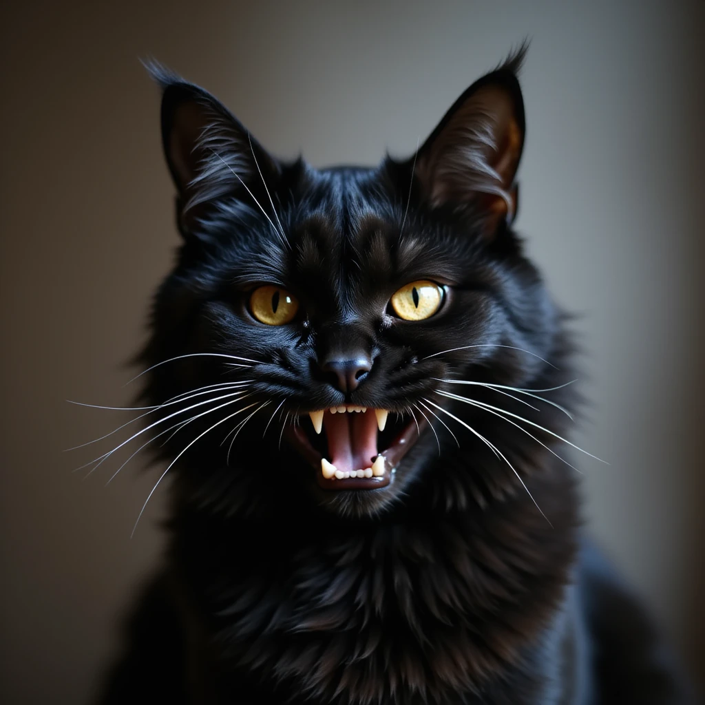 angry black cat, realistic style emoji