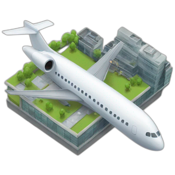 avion avec deux buildings emoji