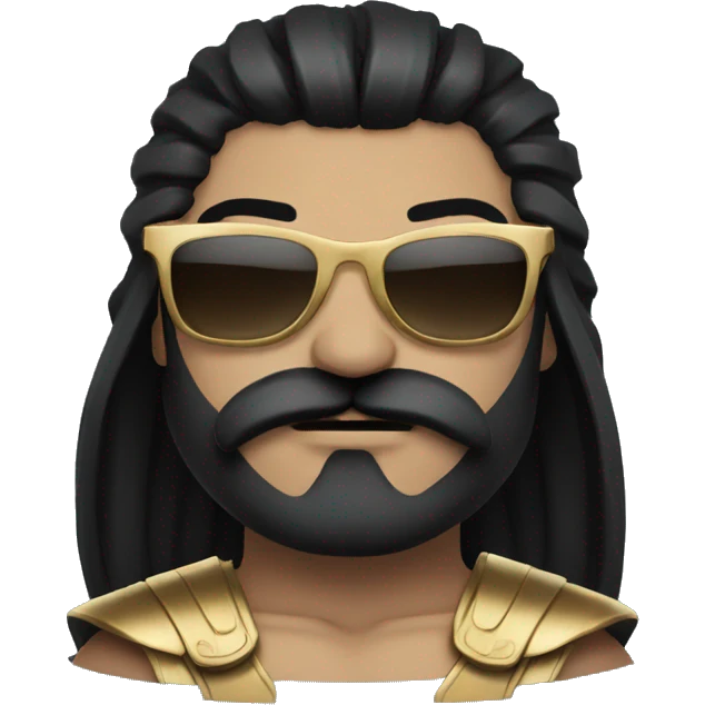 gladiator with long straight black hair, black moustache and sunglasses emoji
