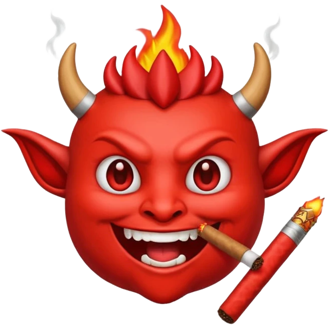Emoji de diablo con sigarro en la boca emoji