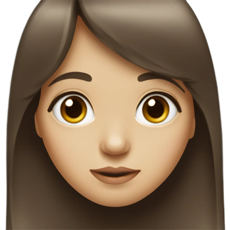 Dark brown long hair bangs girl with hazel eyes emoji