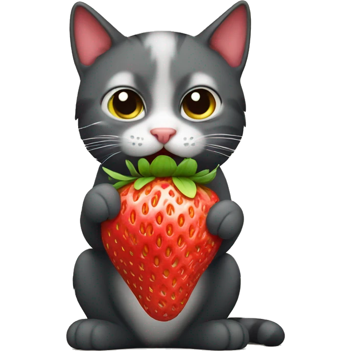 Cat eating a strawberry emoji
