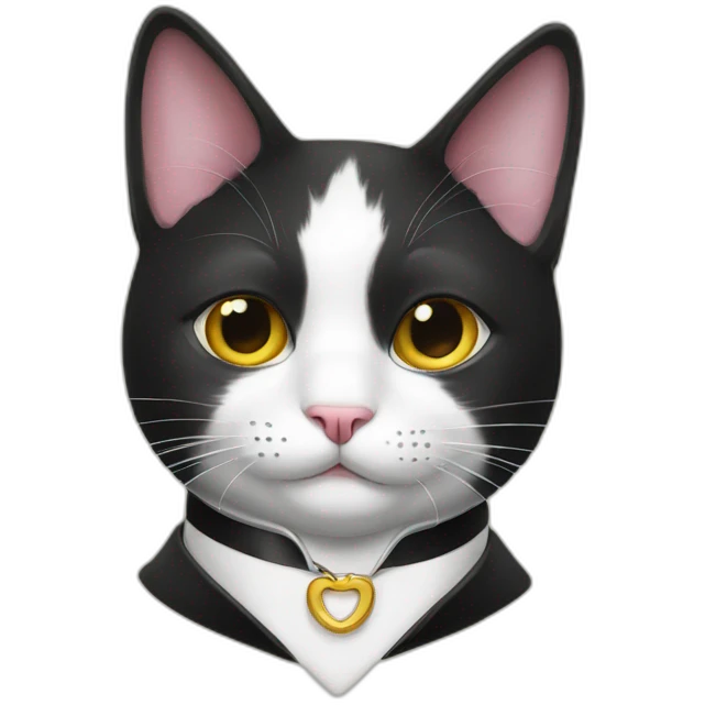 tuxedo cat with collar emoji