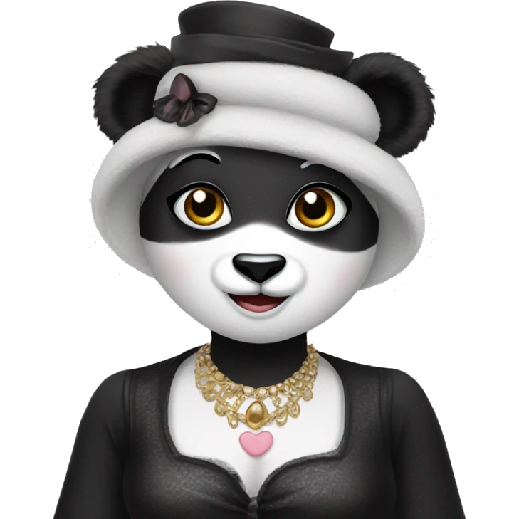 A panda dressed in drag emoji