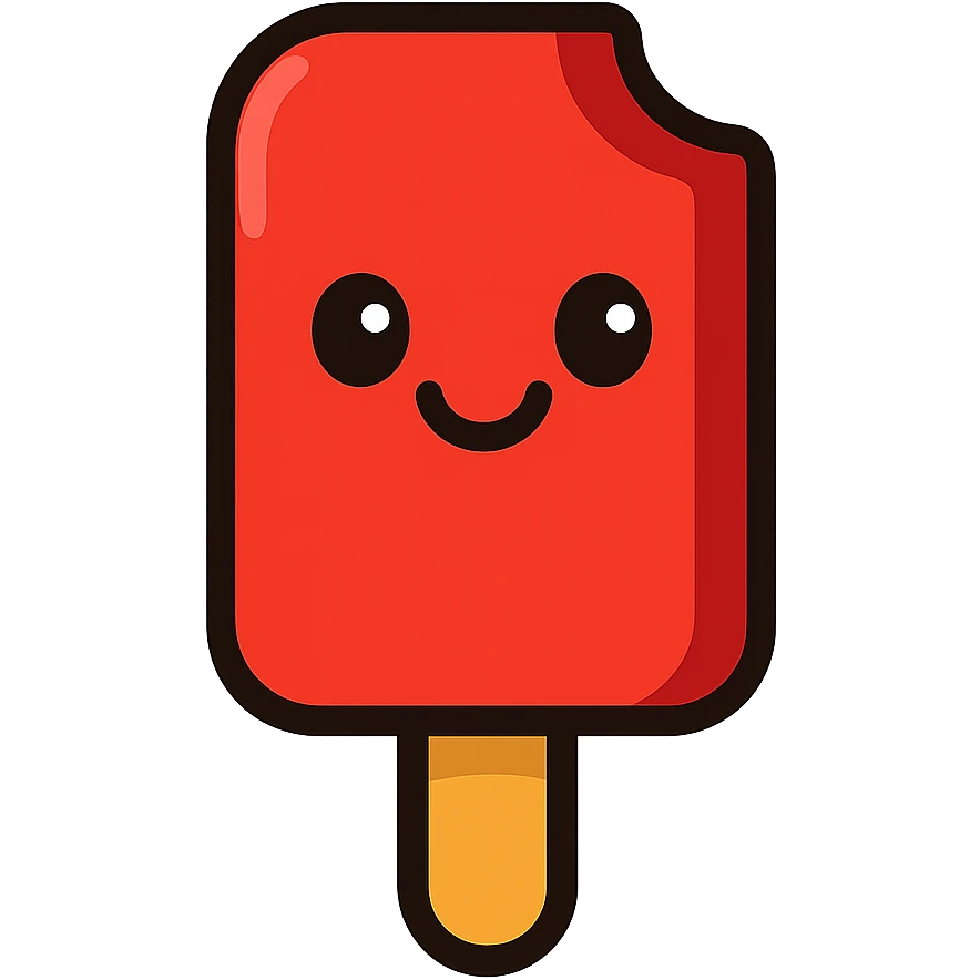 red ice cream, cartoon style, cute smile, transparent background emoji