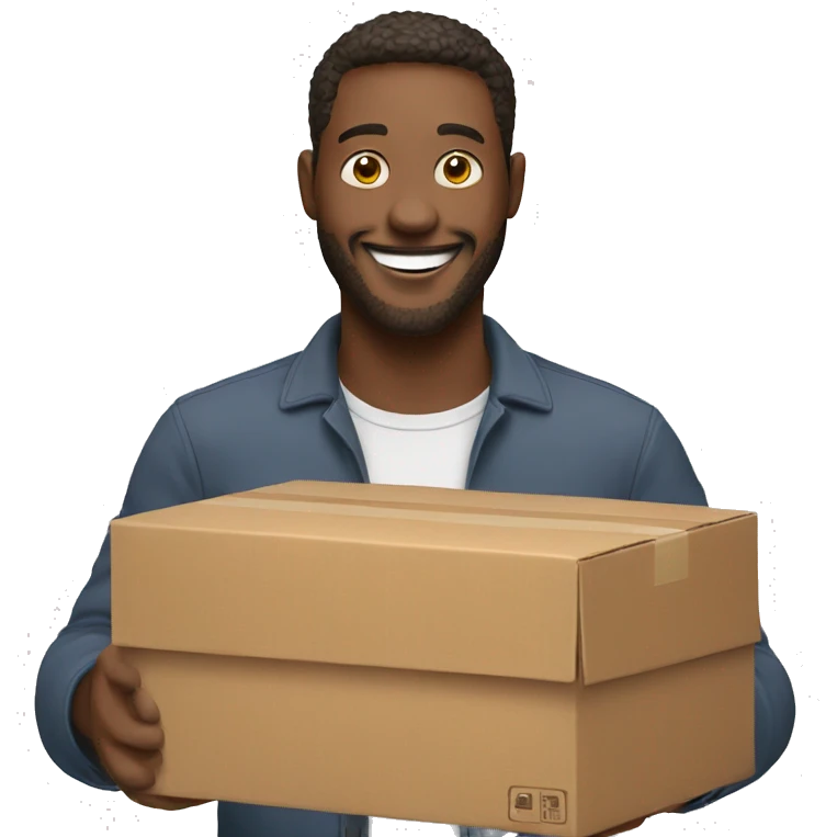happy man holding box emoji