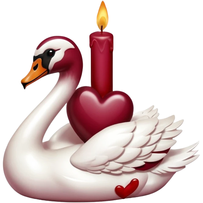 Maroon heart, swan , candle emoji