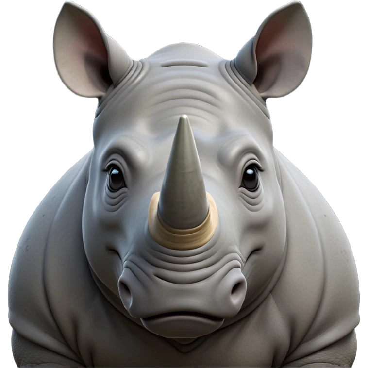 cinematic-noble-rhinoceros-portrait-emoji,-poised,-with-a-massive,-powerful-build-and-a-thick,-hide-of-slate-gray,-deep-set-soulful-piercing-eyes,-simplified-yet-sharp-and-sophisticated-features,-highly-detailed, with large black eyes, szoomed out showing houlders emoji