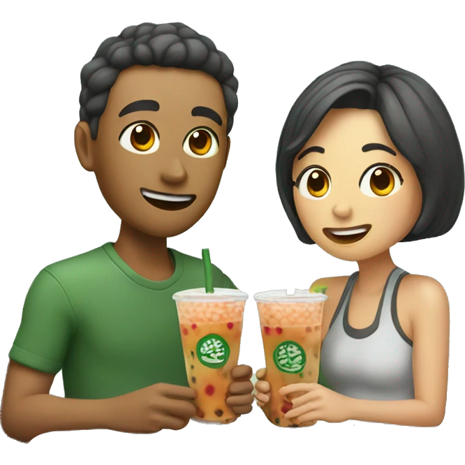 Couple eating boba emoji
