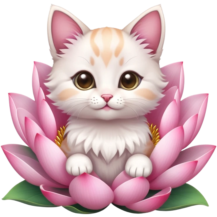 Kitten sitting on lotus flower emoji