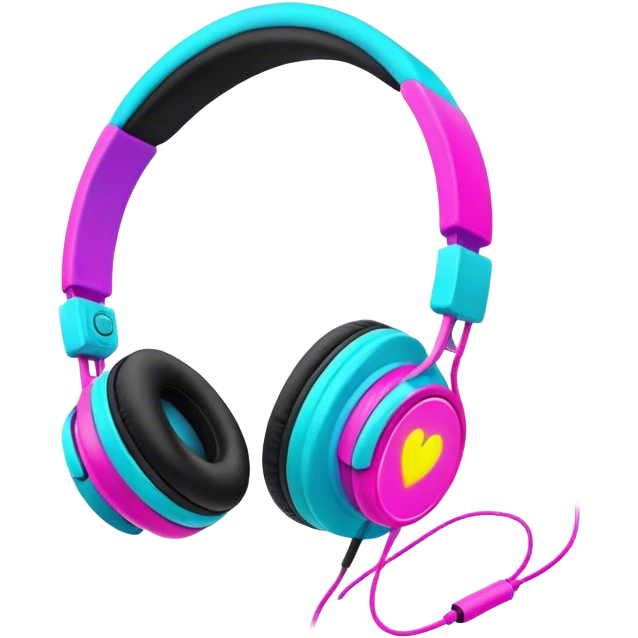 Neon colors headphones emoji