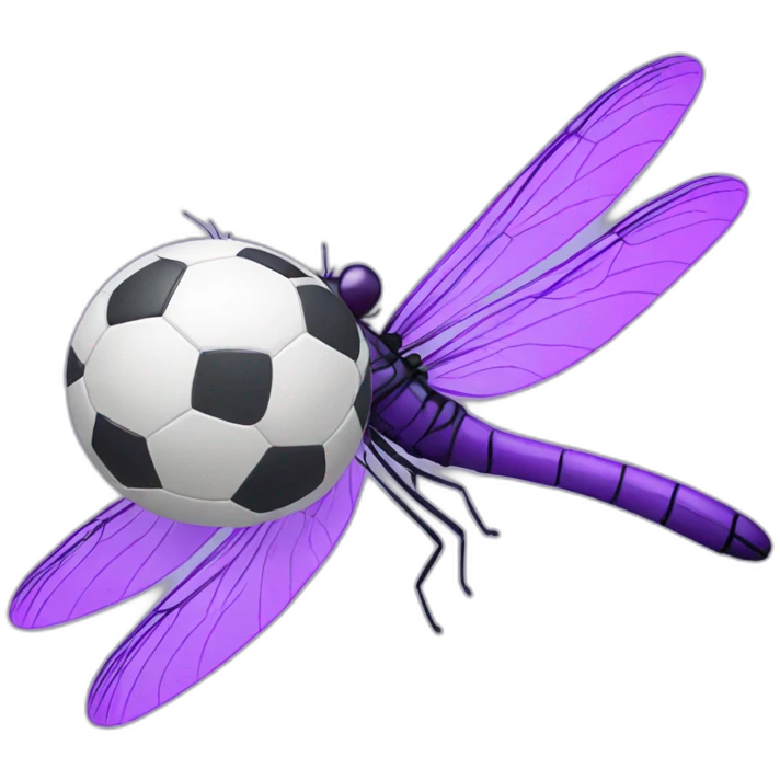 a purple dragonfly playing soccer emoji