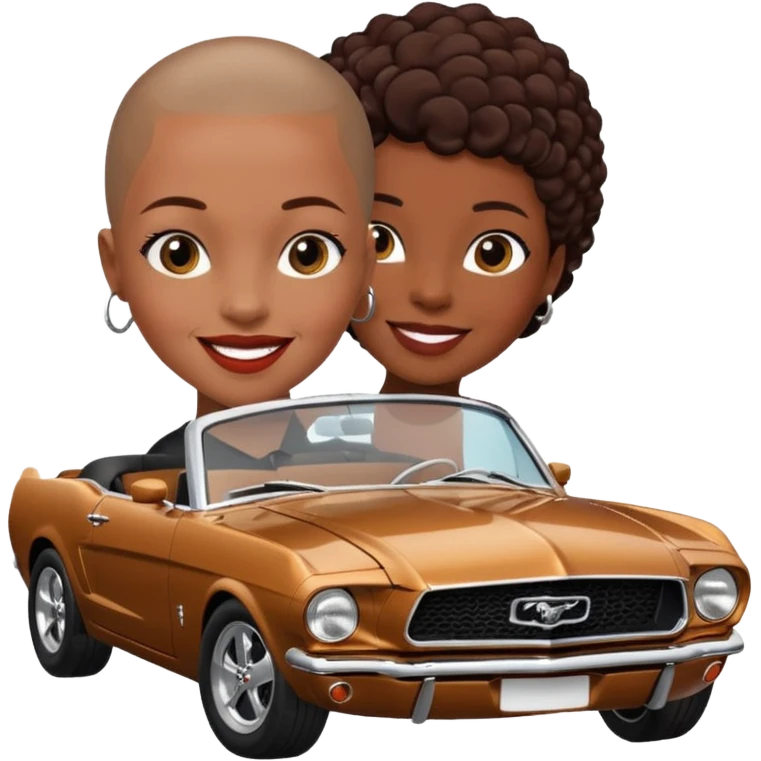 Classic mustang black female shaved head happy birthday emoji