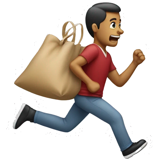 Ladrón corriendo con bolsa de dinero emoji