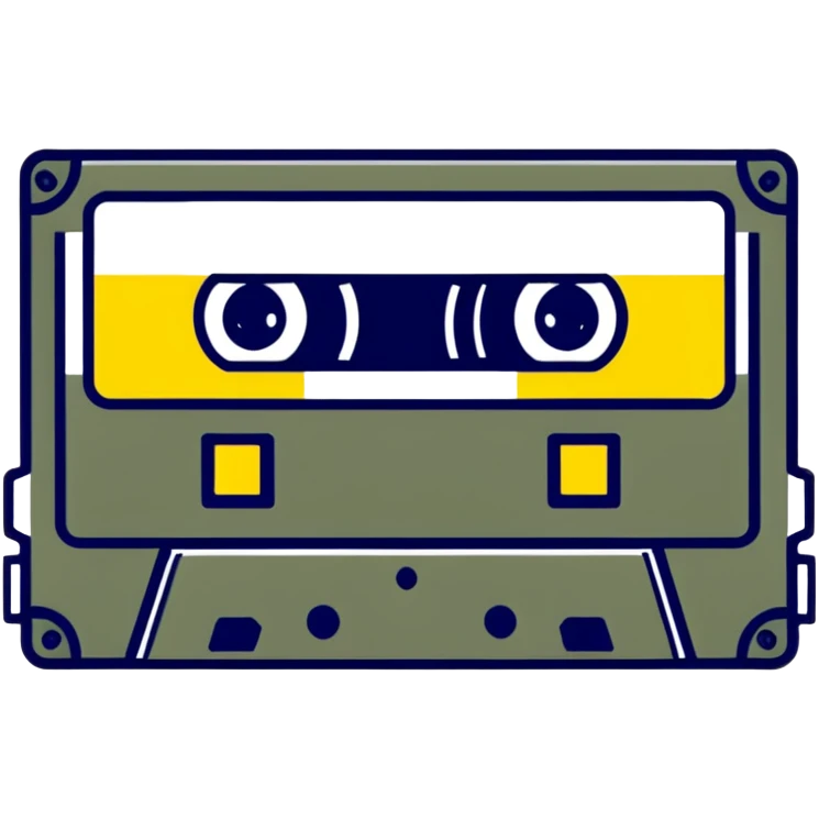 A cute sticker-style cassette tape with a happy face emoji