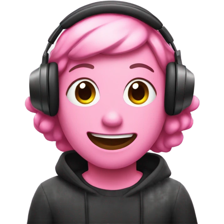 Pink poop emoji wearing headphones emoji