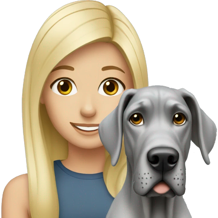 Blonde girl with a grey great dane dog emoji