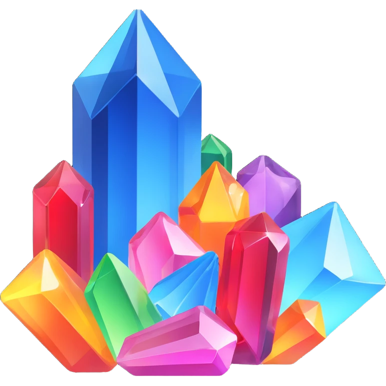 crystal icon, 3D model, prismatic colors emoji
