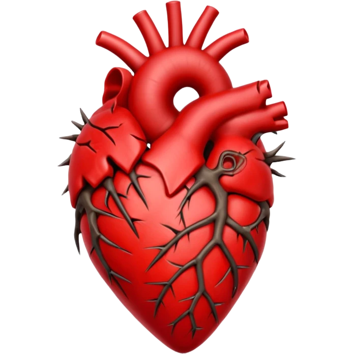 anatomical heart wrapped in thorns emoji