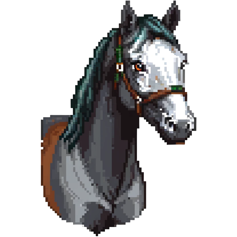 President Polk's face on a black horse emoji
