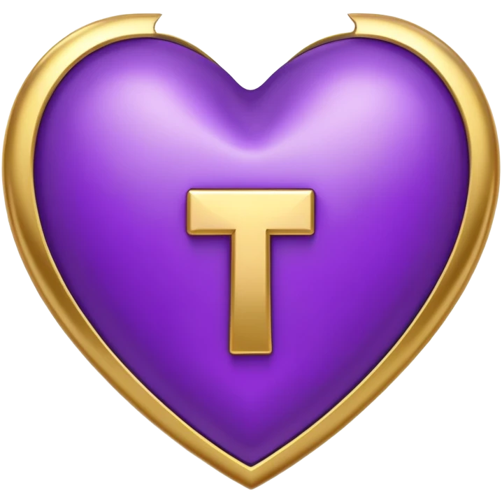 The gold Letter “T” inside a Purple Heart emoji