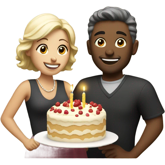 Happy Anniversary couple eating cake emoji