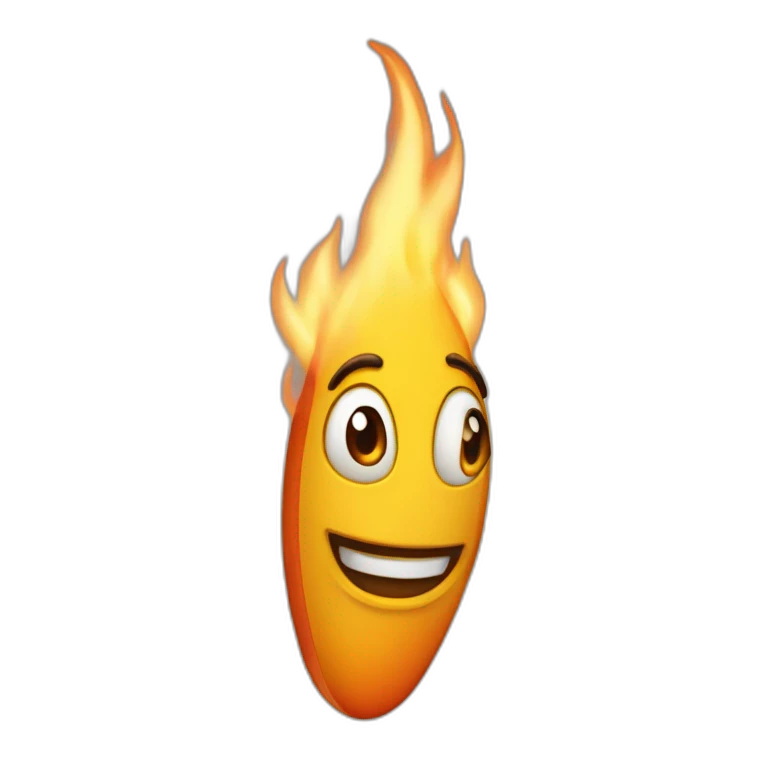 Una fuego con cara y una cremallera en la boca  emoji