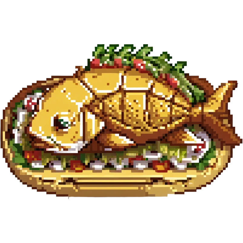 a cyborg robotic carp who's body is made from a filled crunchy taco, with lettuce salsa meat and cheese. he is fish taco bot man emoji