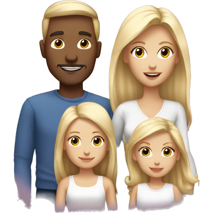 all white family of four with mom dad and 2 girls with blonde hair  emoji