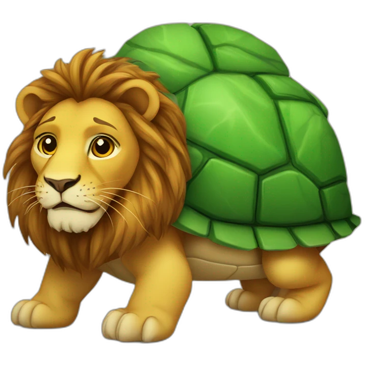 Lion sur une tortue emoji