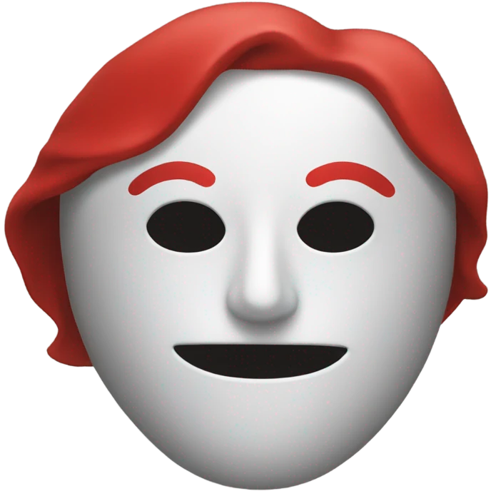 a red mask with a white square emoji