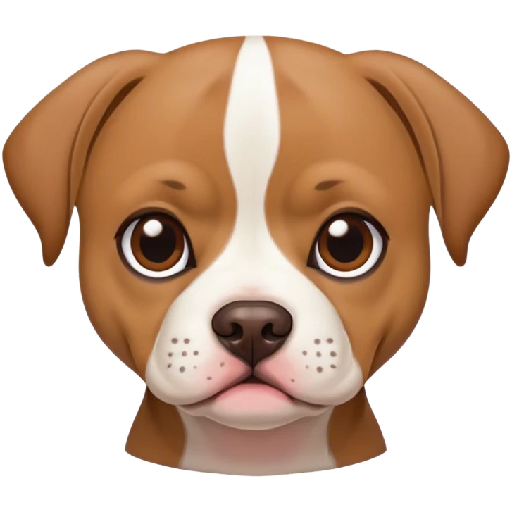 small brown puggle dog with large brown faced with white body pitbull  emoji