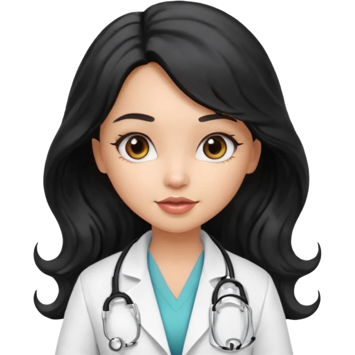 a pretty bratz light dusky girl with long wavy black hair as a doctor\ emoji