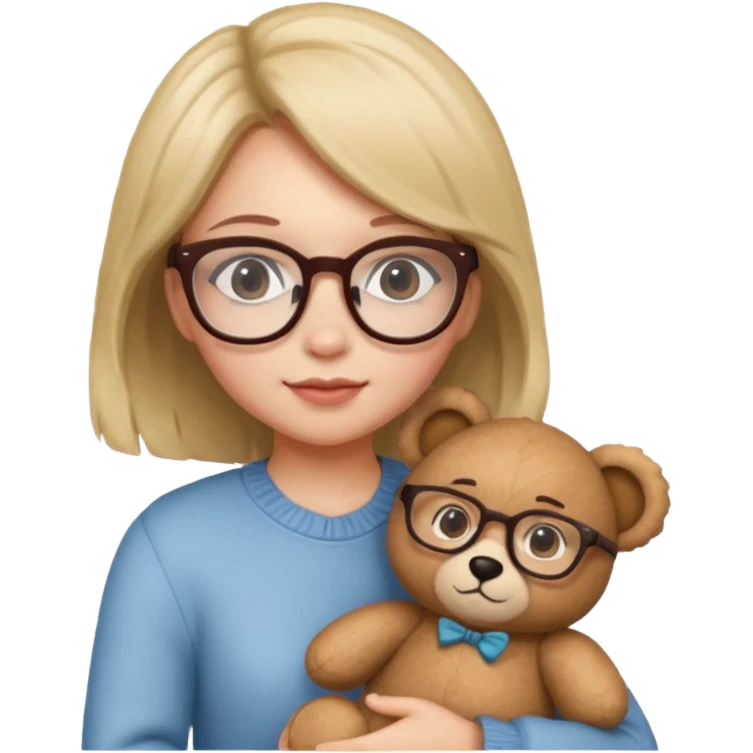 girl wearing glasses and teddy  emoji